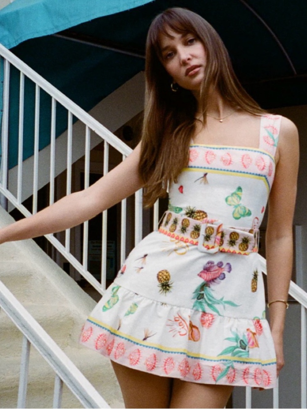 Amanda Uprichard Lena Belted Skort Romper in Postcard Print. NWT! Size M